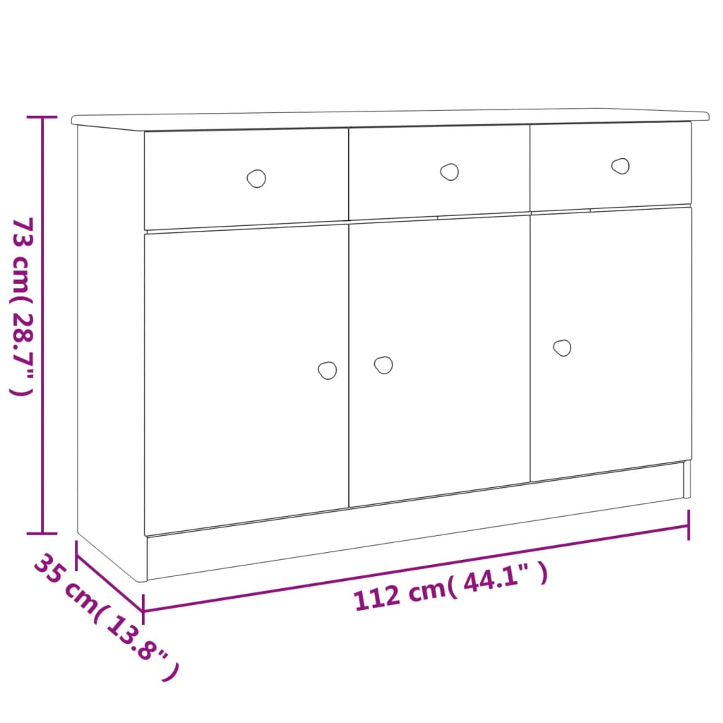 Sideboard ALTA 112x35x73 Cm Solid Pine Wood