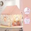 Princess Fairy Tale Tent for Kids Pink Beige Cottage Style Play Tent with Cloud Butterfly Decor Synthetic Fiber Indoor Outdoor