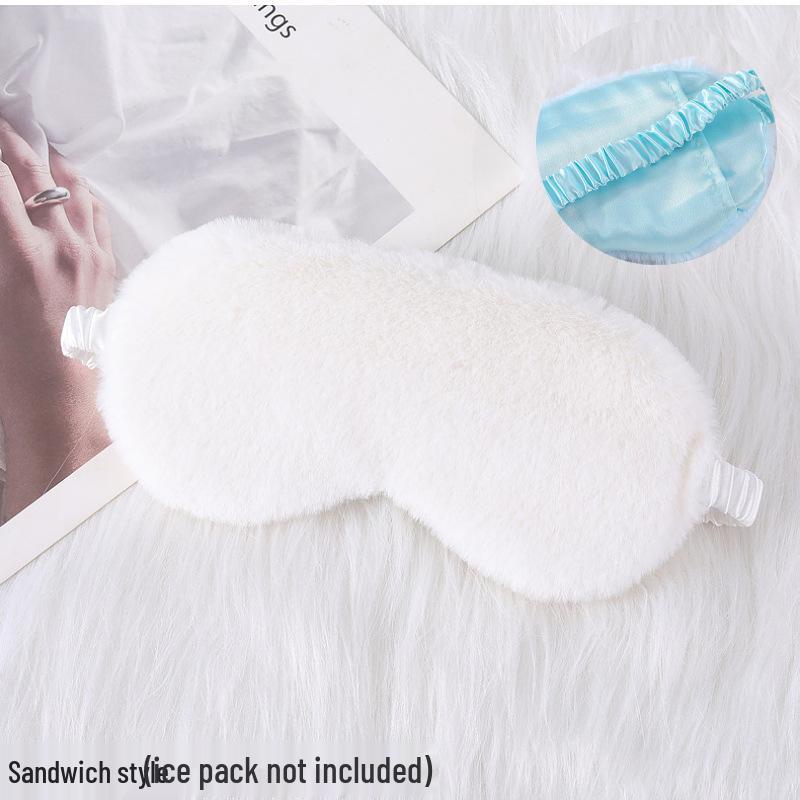 Blackout Rabbit Fur Sleep Mask - Soft, Breathable, Skin-Friendly, Plush Imitation Silk for Autumn/Winter Eye Protection.
