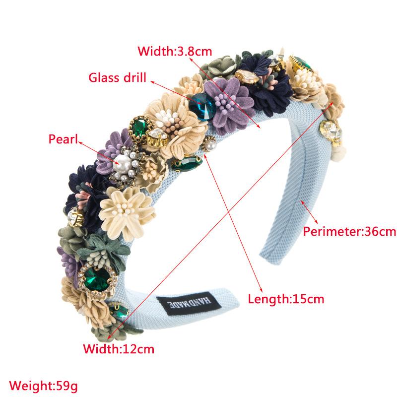 Luxury Pearl Fabric Flower Sponge Headbands Hair Accessories For Women Party Rhinestone Hairband Hair Band Hoop Girl Headwear