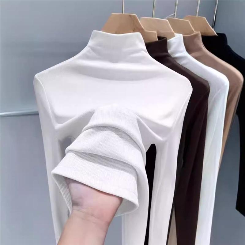 

Женская теплая базовая рубашка с полувысоким воротником для осени и зимы XXXL белый