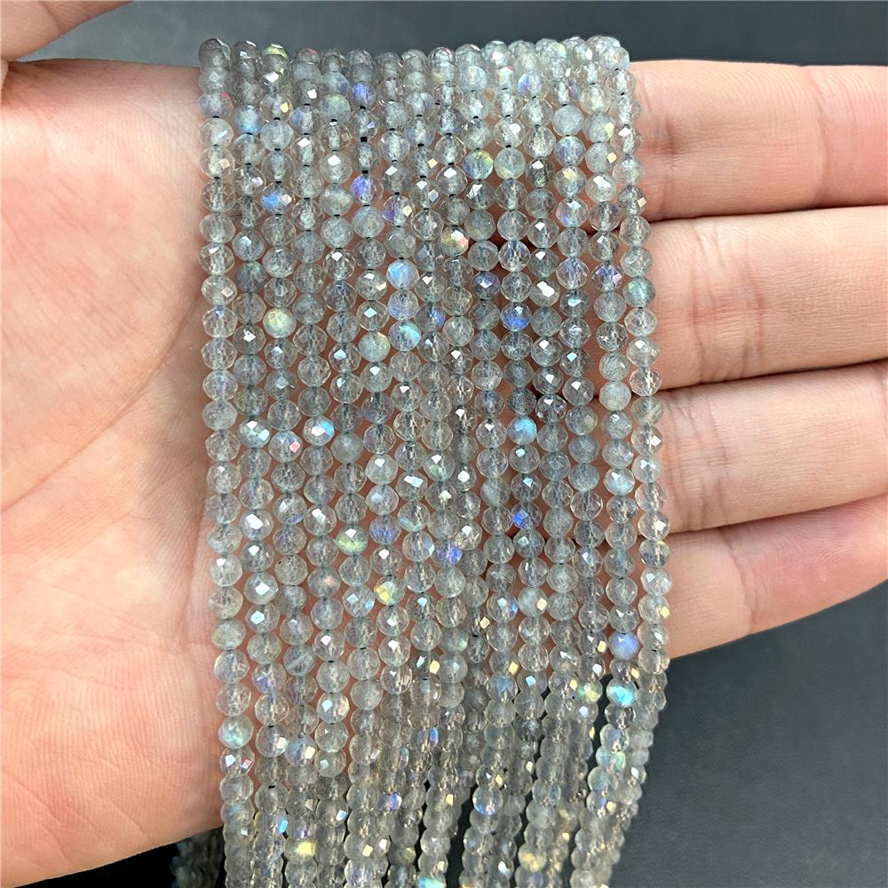 Faceted Natural Stone Pink Rose Quartzs Crystal Beads Round Amethysts Loose Beads for DIY Jewelry Making Necklace
