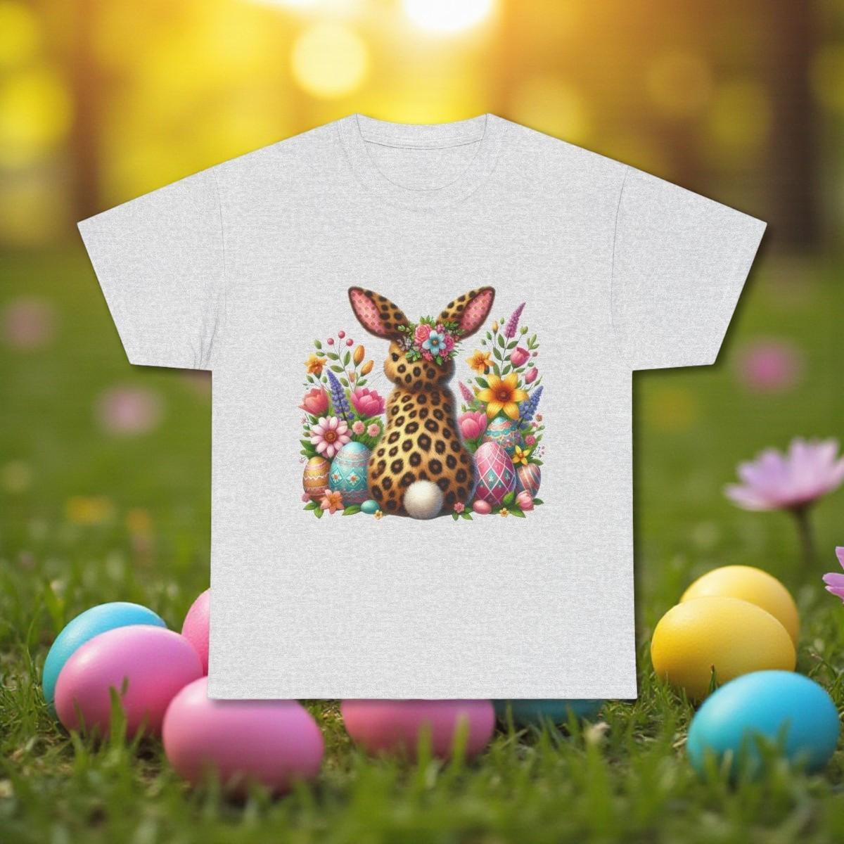 Floral Leopard Bunny T-Shirt | Fun Graphic Easter Tee With Eggs Cutest Design 3XL