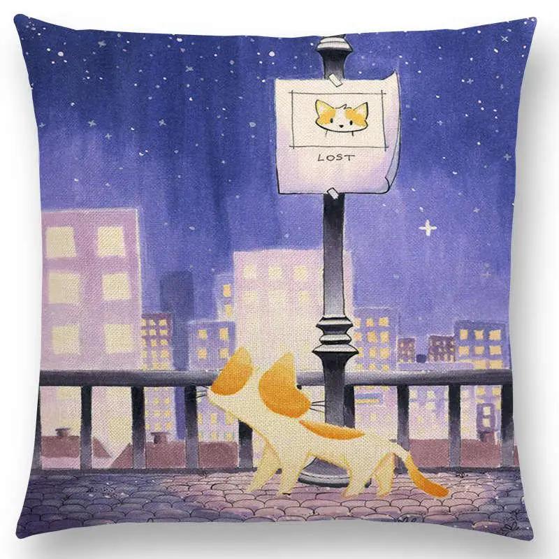 

Новейшая милая мультяшная наволочка на диванную подушку, черно-белый кот, забавная лиса, наволочка на подушку, наволочка для декоративной подушки 12x12Inch
