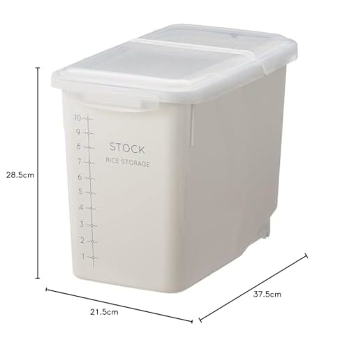 CAINZ 12kg Airtight Rice Container with Moisture and Oxidation Prevention Gasket and Measuring Cup To Keep Rice Fresh