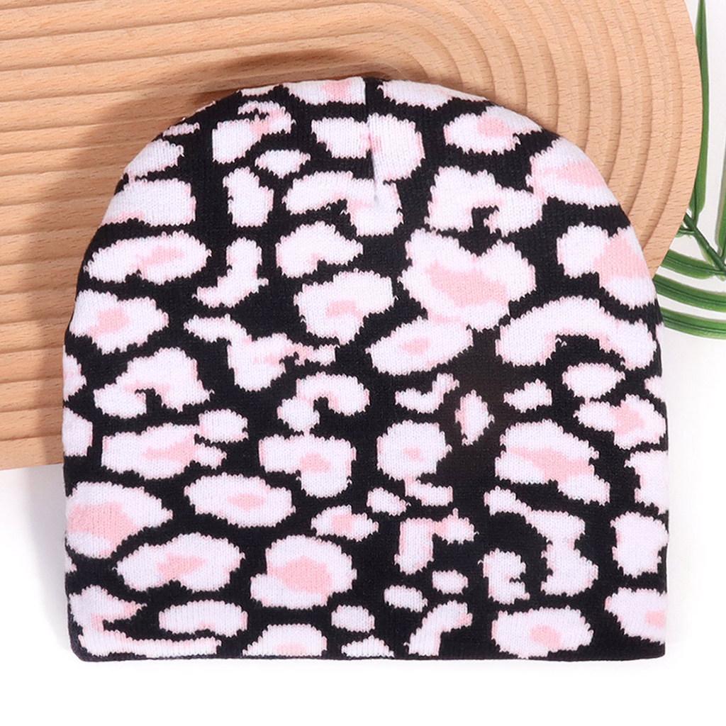 Print Leopard Acrylic Beanie With Oversized Shape Trendsetting Looks Decoration