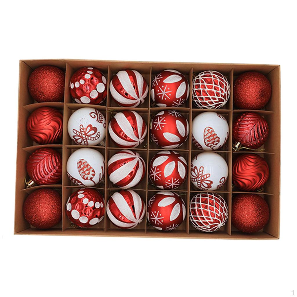 24 Christmas Baubles, Decorative Balls, Pendants, Ornaments, Versatile, Easy to Assemble, for Gifts,