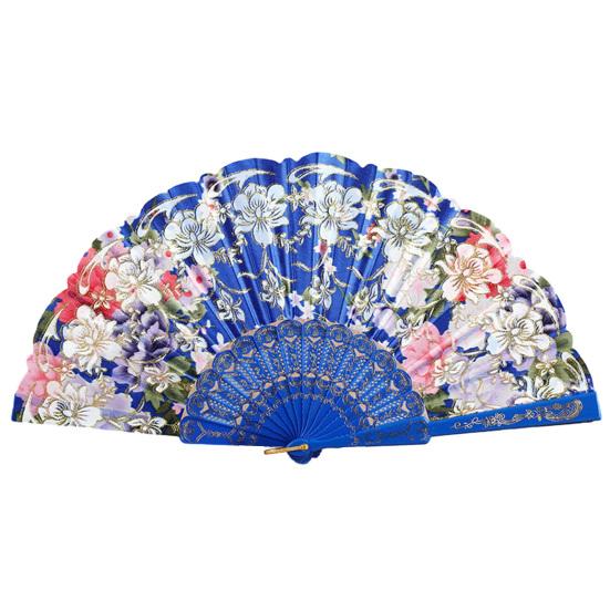 

1 комплект складной веер легкий элегантный изысканный цветочный узор декоративный складной веер поставка для свадебной вечеринки A королевский синий