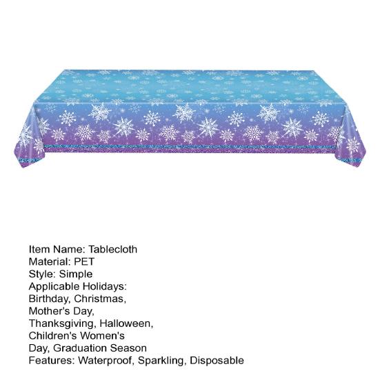 Einweg-Tischdecke Wasserdichte Schneeflocken-Tischdecke Glitzernde Winterthema-Tischdecke für Weihnachten Neujahrspartys