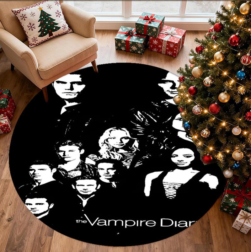 The Vampire Diaries Patroon Rond Tapijt, Binnen/Buiten Mat, voor Picknick, Speelkamer, Slaapkamer, Kantoor, Woonkamer, Huisdecoratie Tapijt, Verjaardagscadeau