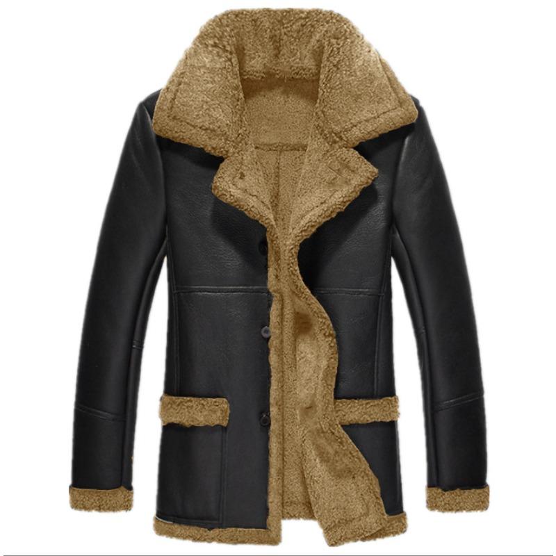 

Чоловіче пальто зі штучної шкіри зимове хутряне універсальне пальто 3XL