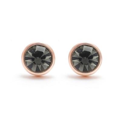 E530 Silver Knight 6mm Crystal Rose Gold Earrings
