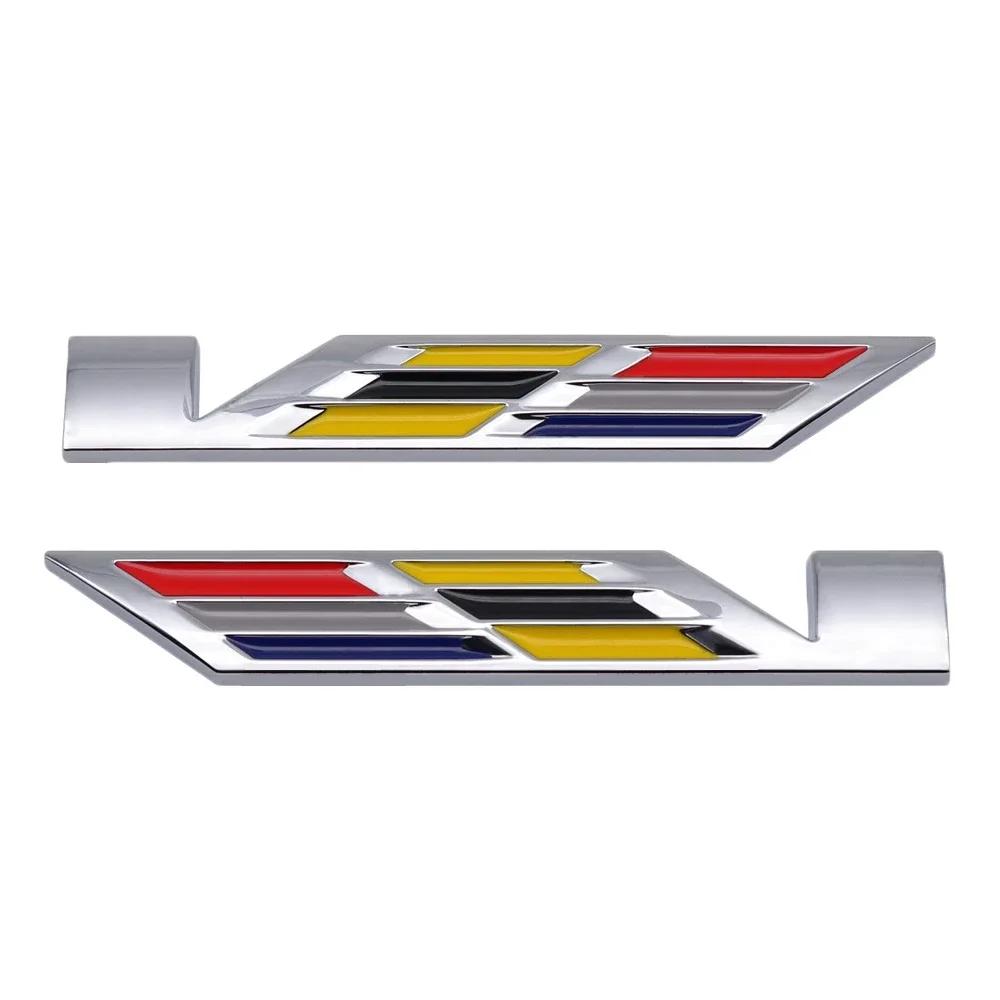 cvnqbg1 2Pcs 3D Metal V Logo Side Badge Stickers For Cadillac Escalade CTS ATS Eldorado XT4 XT5 XT6 CT4 CT5 CT6 Exterior Accessories