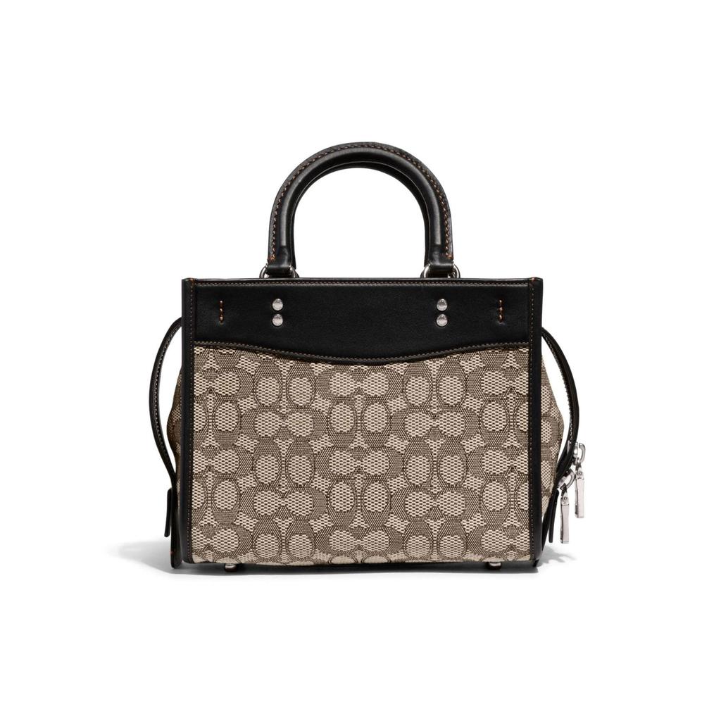 Coach Rogue 25 Classic Monogram Jacquard Reißverschluss Stoff und Handschuhgegerbtes Leder Schulter Crossbody Tragetasche Mittel Damen Handtaschen CF591-LHUW7