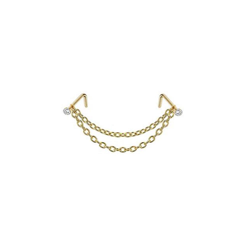 Double Nose Piercing Chain Nose Chain 