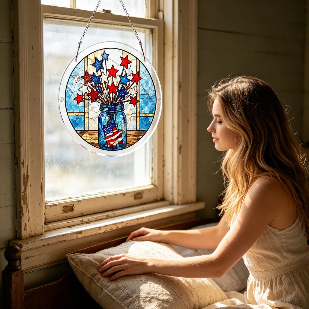 Acrylic Puzzle Window Hanging, Colorful Sunrise Sun Catchers Panel SunCatchers Puzzles Decor For Birthday Women, Men, Wife, Aunt, And Mom