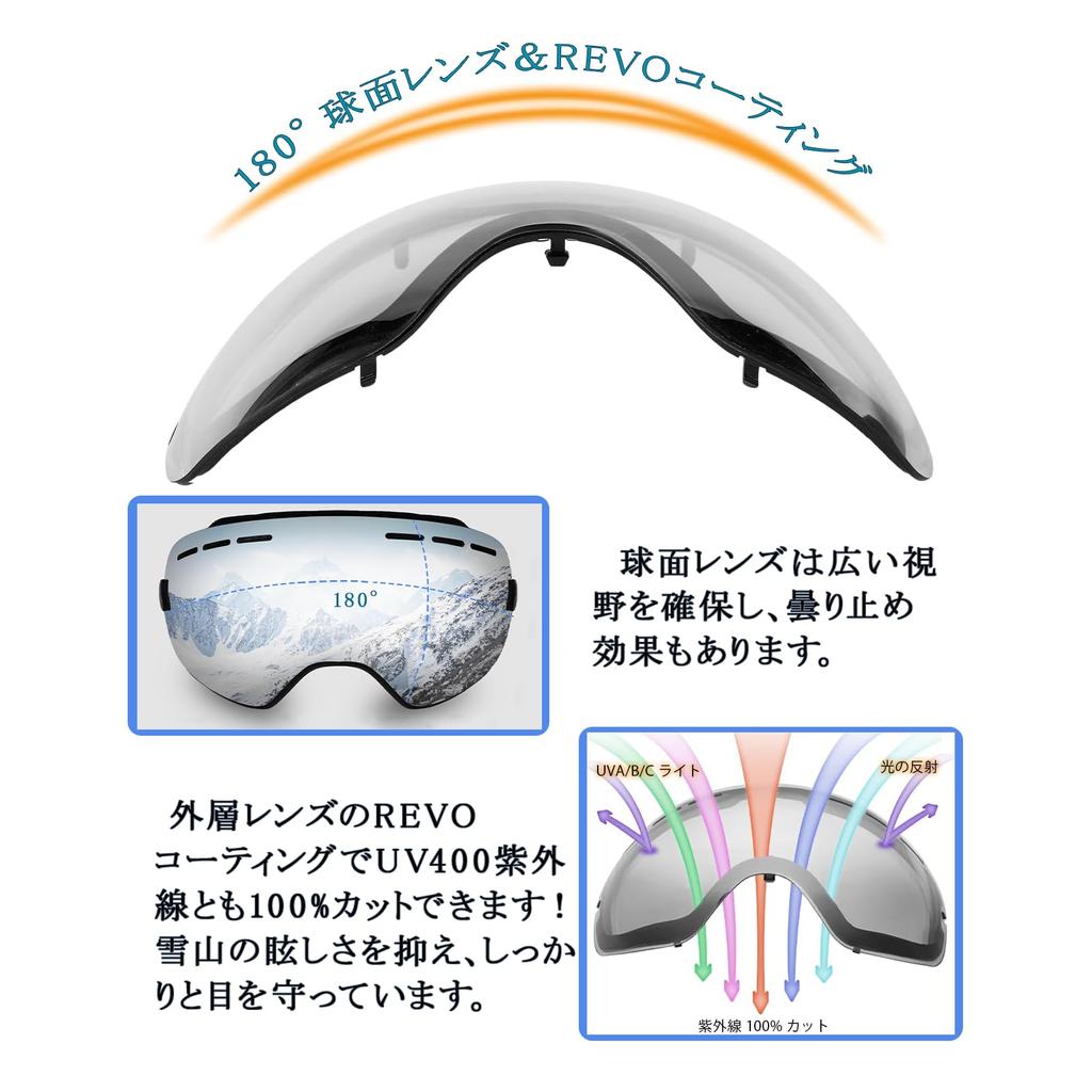 DEWEL Ski and Snow Wide Field of UV Impact Glasses Helmet Snowboard Spherical Storage Bag Case Ideal for Mountain and Other Outdoor Sports Goggles,