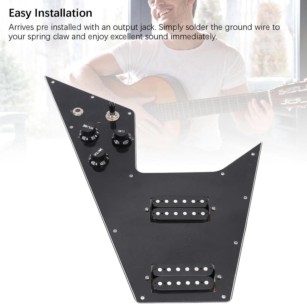 Sorandy Loaded Wiring Pickguard Set for Flying V Electric Guitar 2-Coil Split Mini Humbucker 12 Side Screw Holes