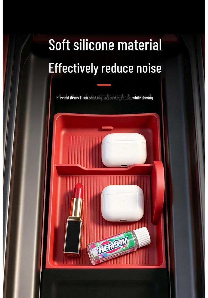 Xiaomi SU7 Armrest Center Console Silicone Storage Box for Car Interior.
