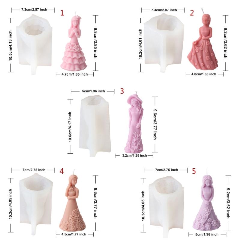 Flexible Silicone Mold Handmade Scented Candle Mould Flower Dress Girl Aromatherapys Jewelry Mold Home Decorations