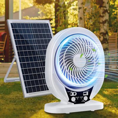 Taşınabilir Güneş Enerjili Fan Şarj Edilebilir Güneş Enerjili Kamp Fanı LED Ampul USB Bağlantı Noktaları Ev Ofis Soğutma Hava Fanı