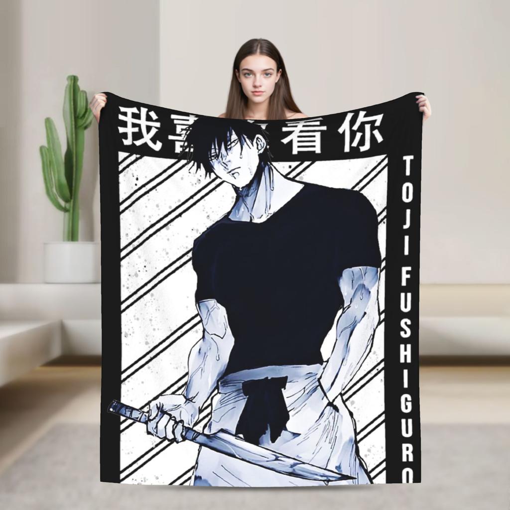 Sorcerer Killer Anime Toji Fushiguro Plush Blanket Students Flannel Throw Blanket For Living Room Warm Soft Quality Bedspread