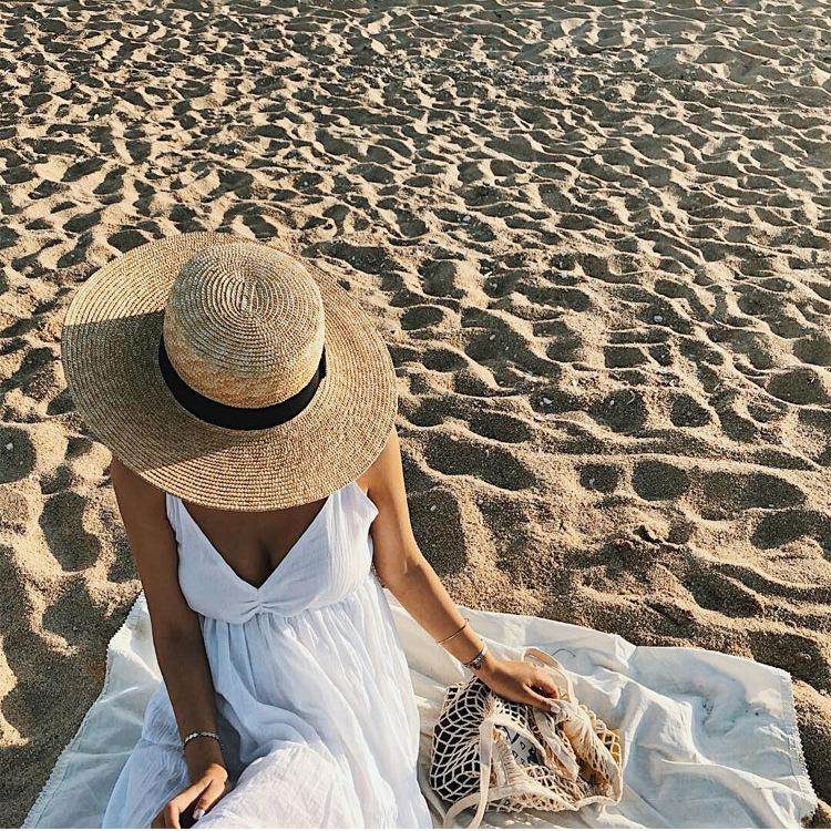 Japanese flat-top straw straw hat summer sun protection sun hat children's Korean version fashion versatile travel beach hat