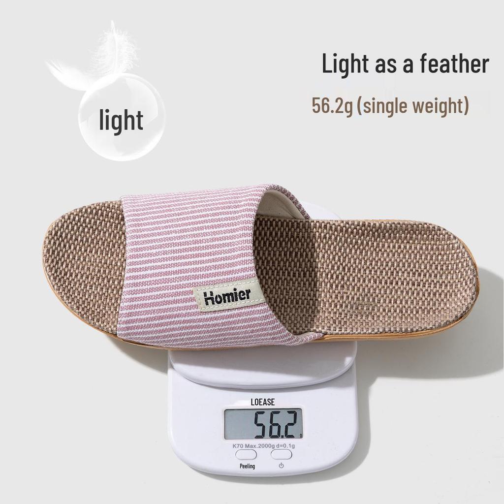Jie Liya Linen Non-Slip Slippers - Unisex, Plus Size, Silent, Indoor/Office, All-Season
