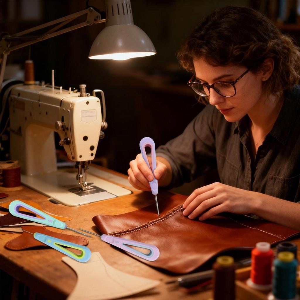 Leder-Nähset 4 Teile Nahttrenner Werkzeug Lederbearbeitung Ahle Zum Einfädeln Handarbeit Stickerei Quilten Stricken