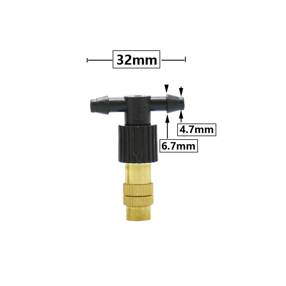 50pcs Adjustable Brass Misting Nozzle Copper Cooling Sprinkler 4/7mm Plastic Tee Barb Thread Connector For Garden Irrigation