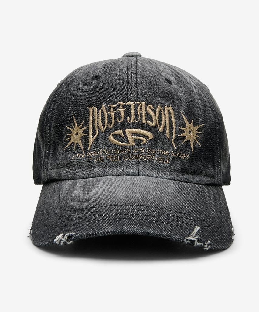 DOFFJASON Vintage Washed Denim Ball Cap Black