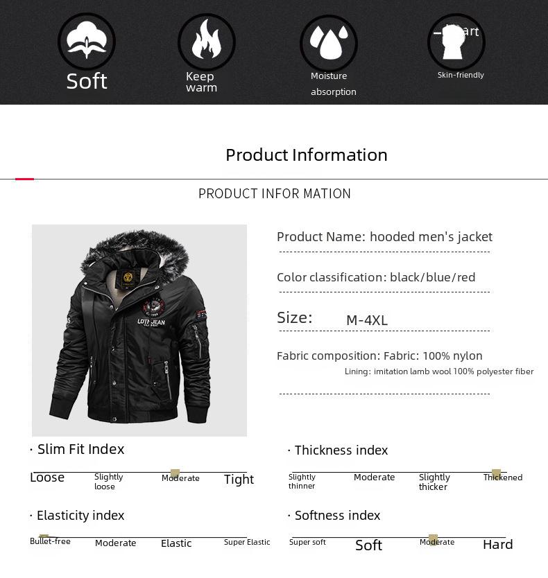 Men's Winter Hooded Cotton Coat with Faux Lambskin – Trendy European & American Casual Jacket