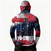 Men Hooded Long Sleeve Sun Protection Top with Abstract Independence Day Print Lightweight Pullover Casual Wear for Outdoor Activities