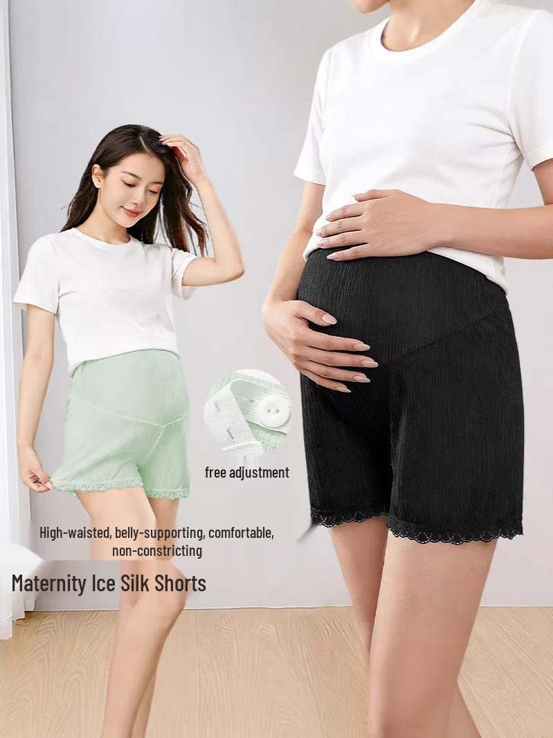 Maternity Thin Anti-Exposure Adjustable Summer Shorts - Loose Fit, Plus Size Safety Leggings M чёрный