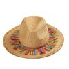 Chapeaux de plage pour femme Tassel de couleur Été Paille Extérieur Chapeaux de soleil pour femme Chapeau Chapeau d'été