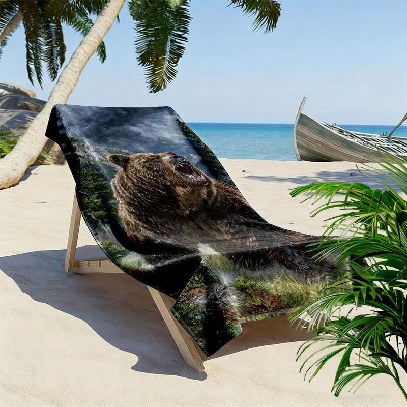 Bear Print Beach Towel, Large Soft Quick Dry Towel for Beach Camping Swimming