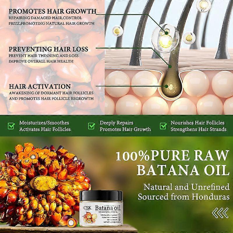 Batana Oil for Hair Growth, 100% Natural Batana Oil Nourishes Damaged Hair, Organic Batana Oil Prevent Hair Loss & Enhances Hair Thickness Smooth Soft