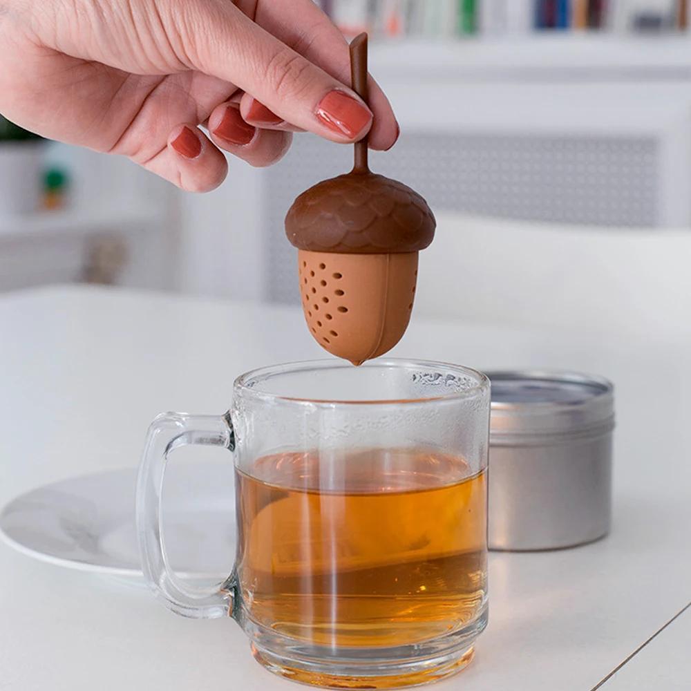 1 Stück Teebeutel-Sieb Eichelform Gadgets Küchenzubehör Tee-Sieb Silikon-Tee-Sieb