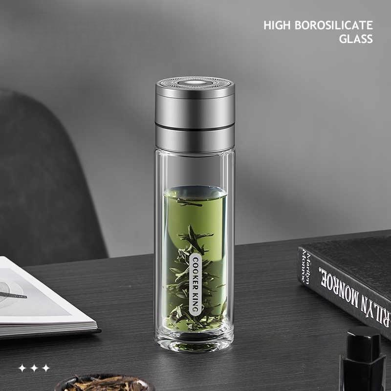 400ml Double-layer Glass Cup Heat-resistant Water Cups with Tea Drain Filter Office Portable Large Capacity Glasses Drinkware