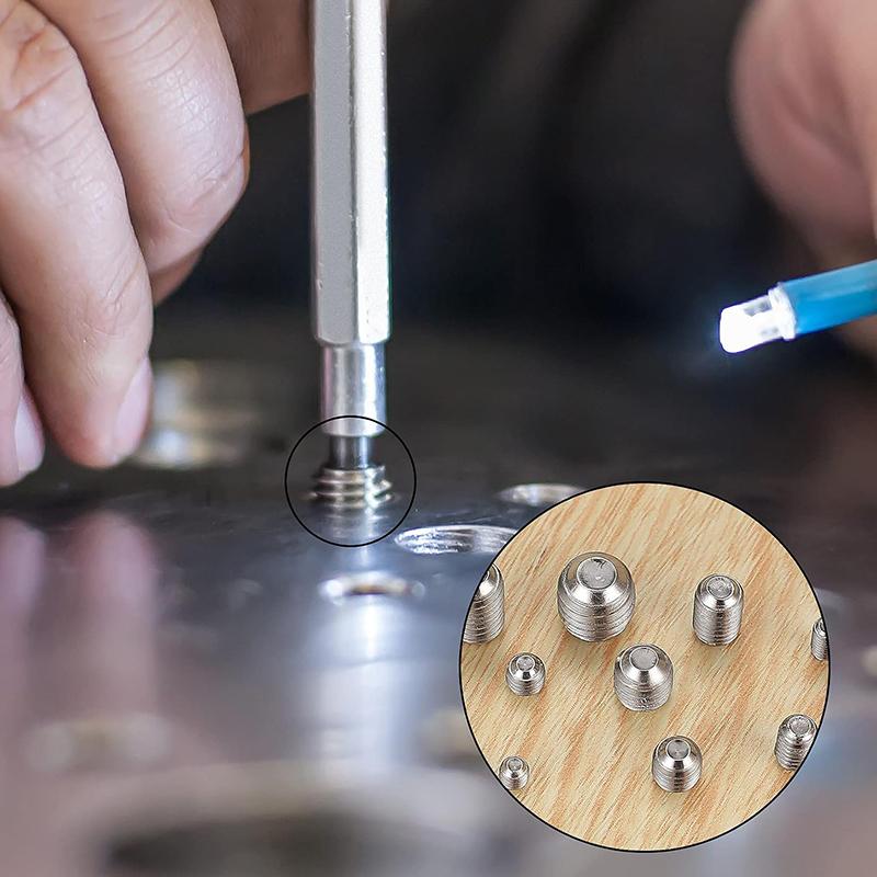 240 Τεμάχια Βίδες Ρυθμίσεως (Grub Screws) σε Κουτί Αποθήκευσης, Βίδες από Ανοξείδωτο Ατσάλι με Κωνική Άκρη, Βίδες με Εξάγωνη Κεφαλή και Εσωτερική Εξάγωνη Υποδοχή, Ποικιλία με Κλειδί