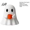 Modern Home Accents Ghost Drinking Coffee Figurine 3D Printed Cute White Holding A Mug Fall Seasonal Decor Statue Spooky Halloween Decoration