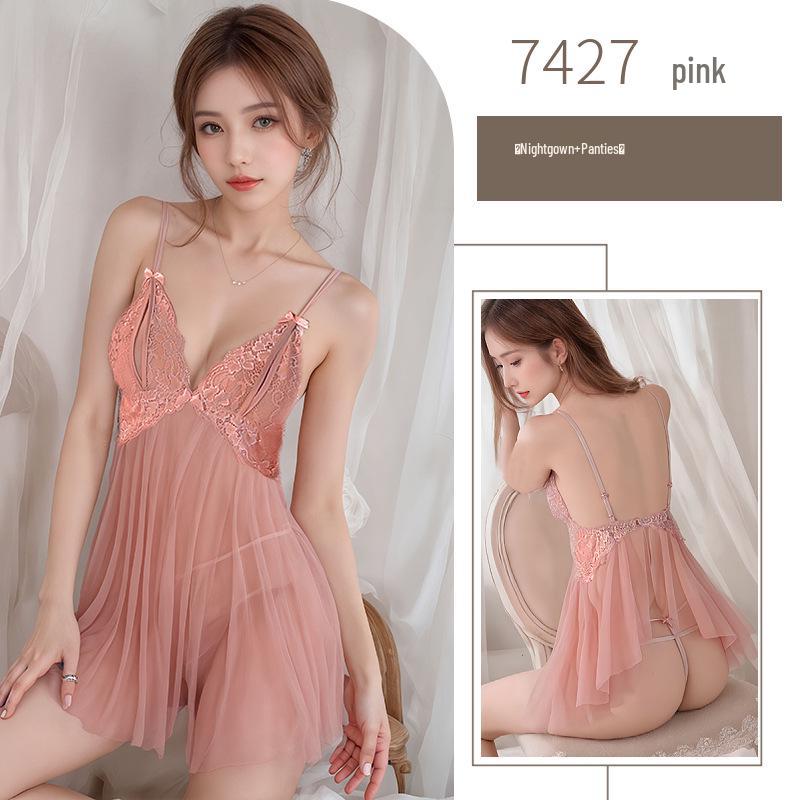 Damen Spitzen Tüll Nachthemd: Durchsichtiges Camisole mit leidenschaftlicher Versuchung, leicht auszuziehen