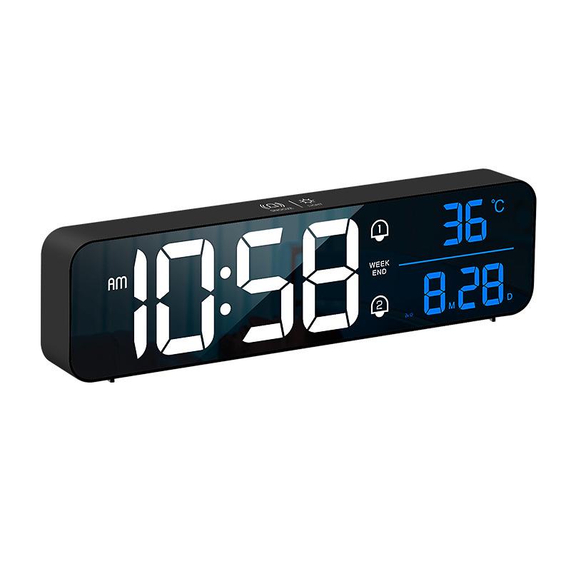 Charging Version Large Screen LED Digital Music Wall Clock Weekday Sleeping Table Clock 2 Alarm Clock Intelligent Voice Control Dimming