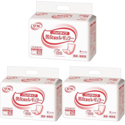 

[For Hospitals and Facilities] Refre Pad Type, Unisex, Regular, 30 Sheets (for Tape Type) (x 3)