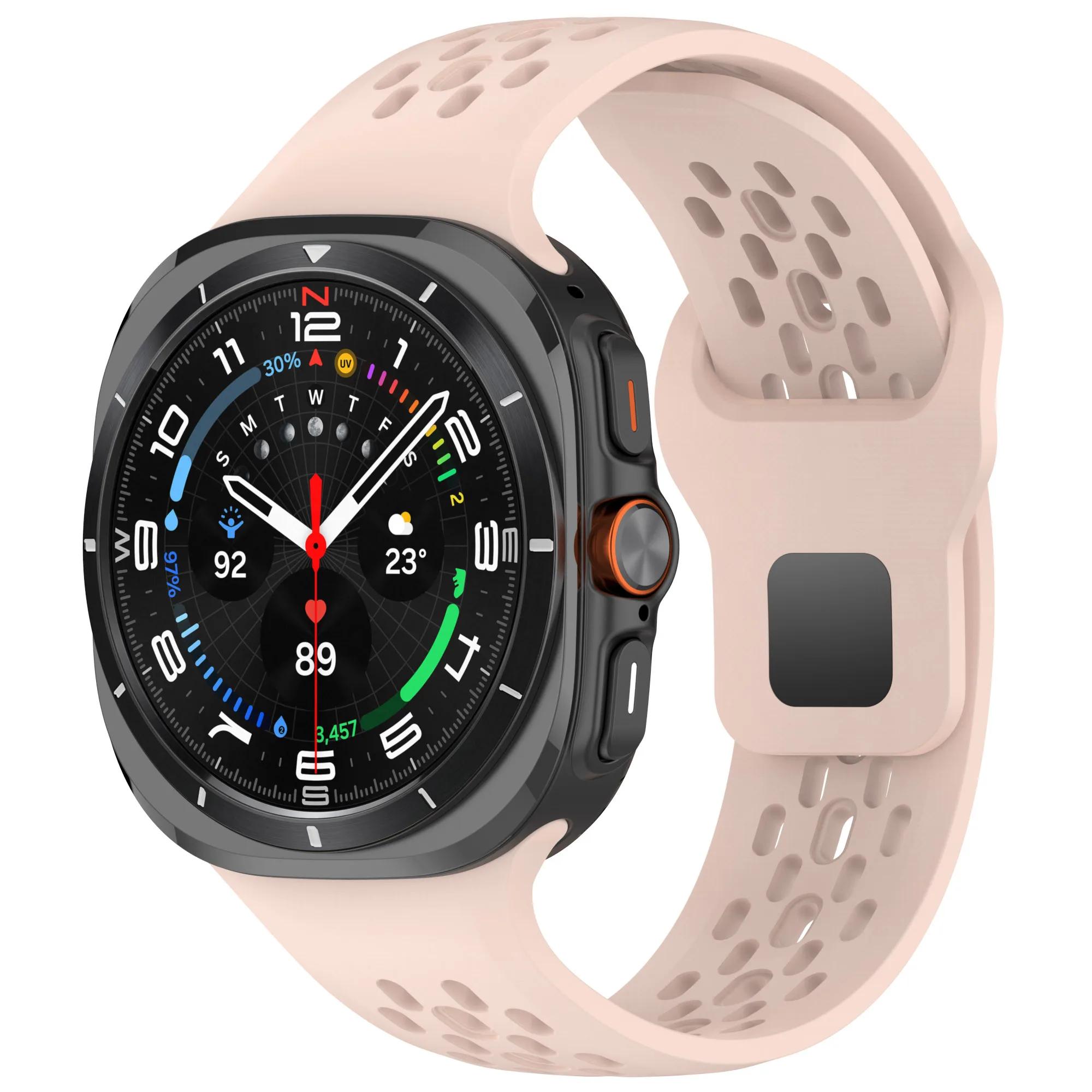 

Strap for Samsung Galaxy Watch Ultra 47mm Accessories Breathable Silicone Magnetic Bracelet Correa for Galaxy watch 7 ultra band for Galaxy 7 Ultra розовый