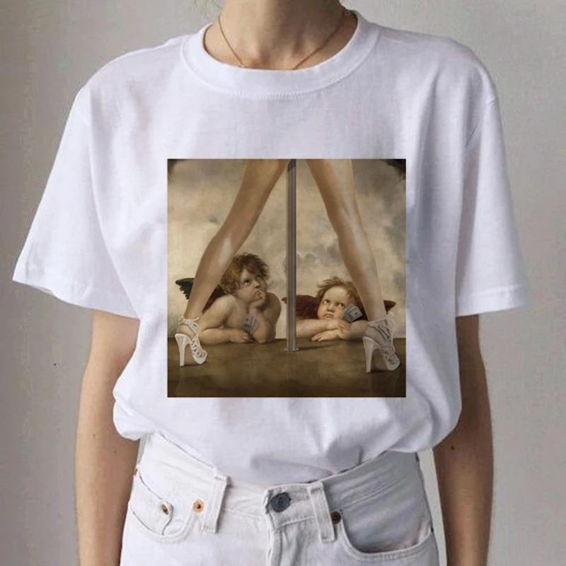 Angel Aesthetic Streetwear White Fashion Women TShirts Harajuku Short Sleeve Clothes Summer ONeck Tees Casual FeUnisex Tops