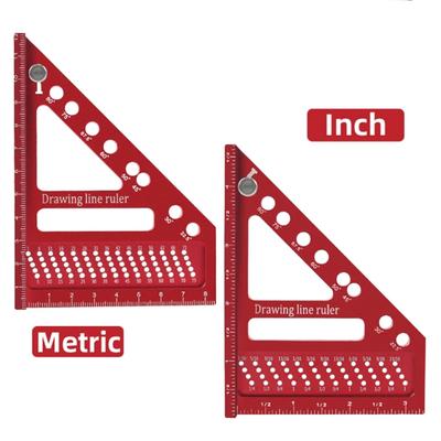 A96I-Multi-Angle Measuring Ruler W/ Dowel Woodworking Square Protractor Miter Triangle Ruler High Precision Layout Tool