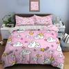 Dreamy Clouds and Stars On Pink Background Duvet Cover Set Digital Print Colorful Polyester Bedding with Zipper Closur for Gifts