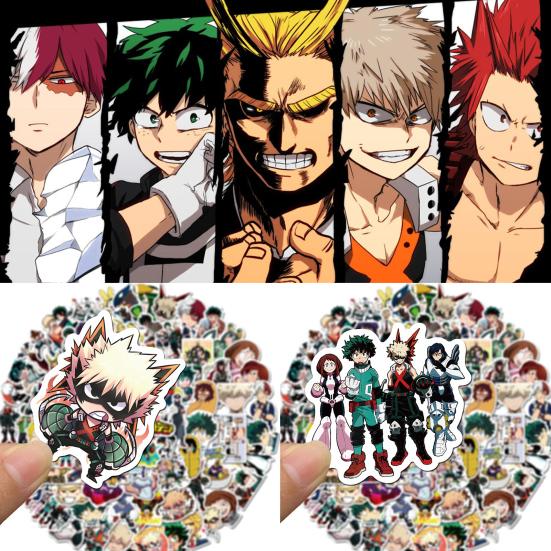 100Pcs Luggage Decals Cartoon Pattern Self-adhesive Removable My Hero Academia Stickers for Phone Case