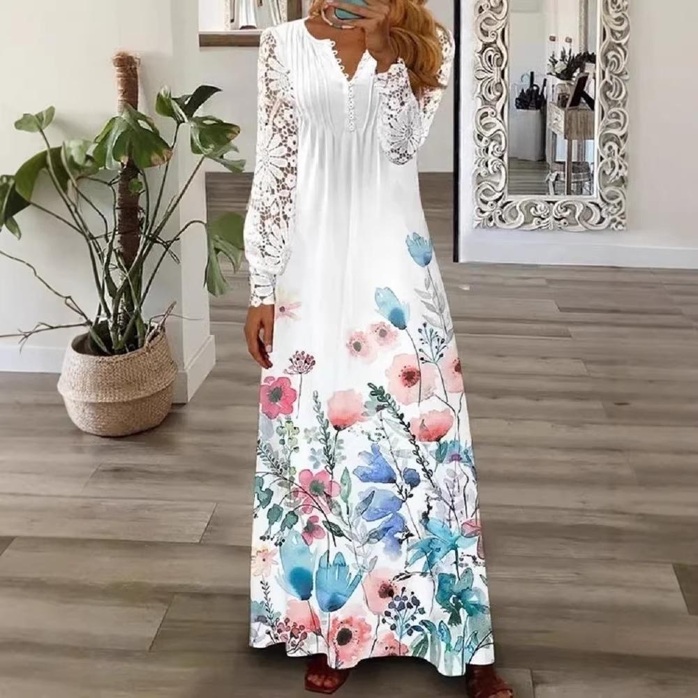 New Spring and Summer Women's Clothing, Fashionable European and American Lace Long Dress
